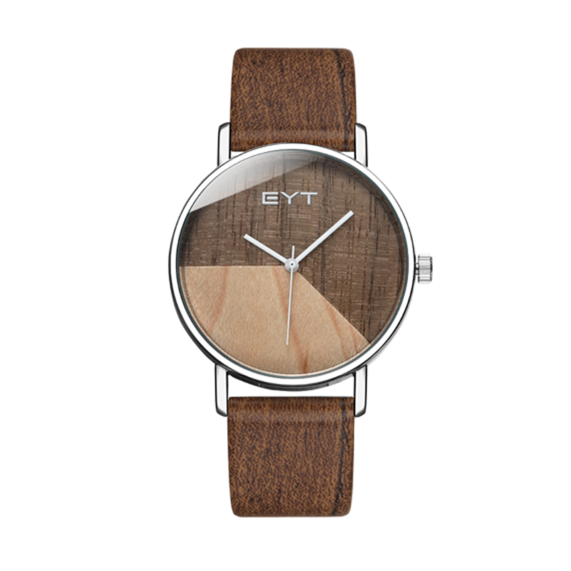 RELÓGIO MOD K0079L CAIXA PRATA, MOSTRADOR MARROM ESCURO E CLARO, PULSEIRA MARROM ESCURO