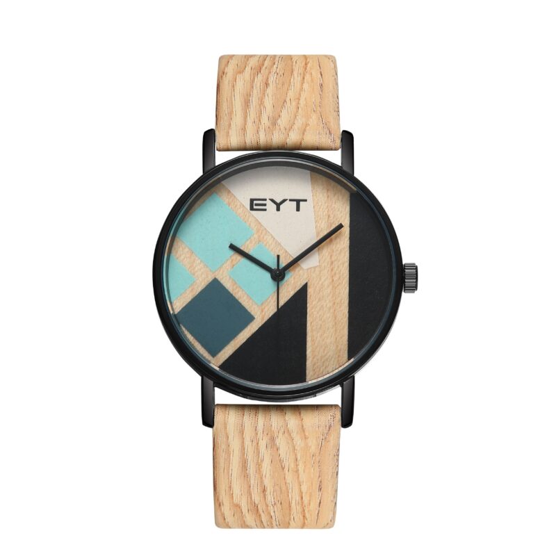 RELÓGIO MOD K0079L CAIXA REVESTIDA A GRAFITE, MOSTRADOR MULTICOLORIDO, PULSEIRA MARROM CLARO