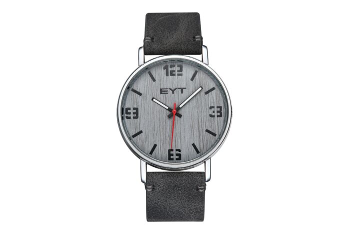 RELÓGIO MOD K8001 CAIXA PRATA, MOSTRADOR CINZA, PULSEIRA CINZA