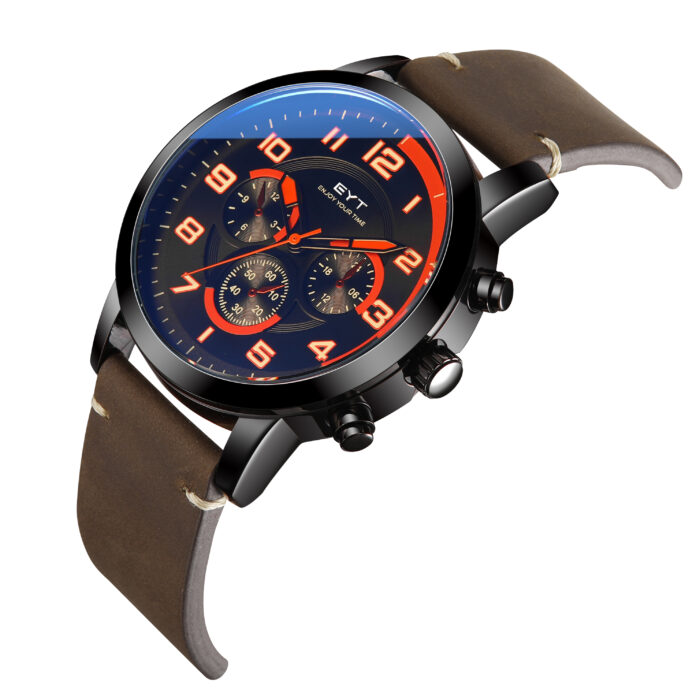 RELÓGIO MOD D6832G CAIXA PRETA, MOSTRADOR PRETO, PULSEIRA MARROM ESCURO - Image 2