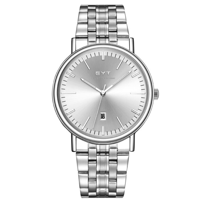 RELÓGIO MOD S6502G CAIXA PRATA, MOSTRADOR BRANCO, PULSEIRA PRATA