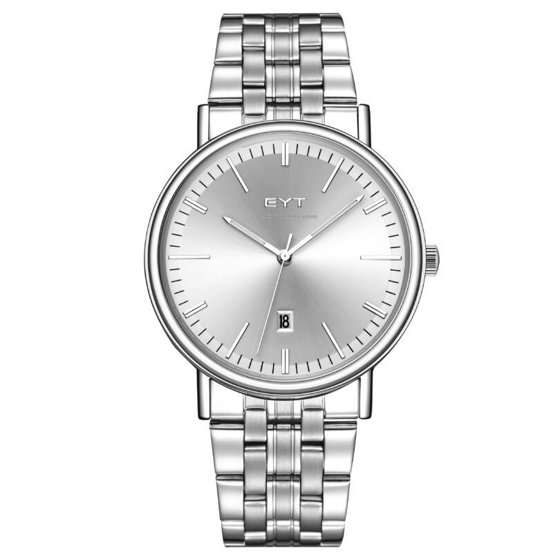 RELÓGIO MOD S6502G CAIXA PRATA, MOSTRADOR BRANCO, PULSEIRA PRATA