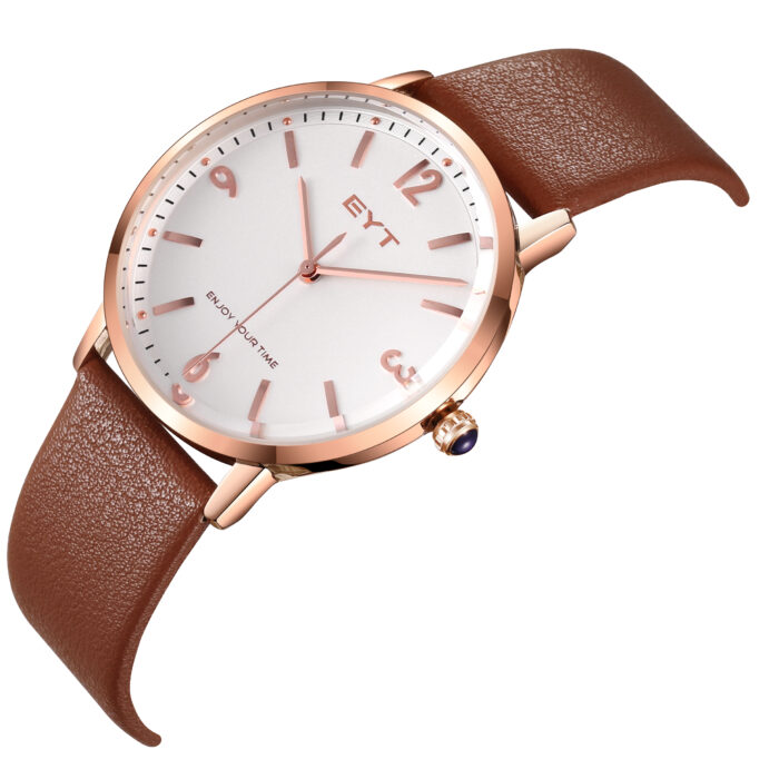 RELÓGIO MOD S3803G CAIXA OURO ROSA, MOSTRADOR BRANCO, PULSEIRA MARROM - Image 2