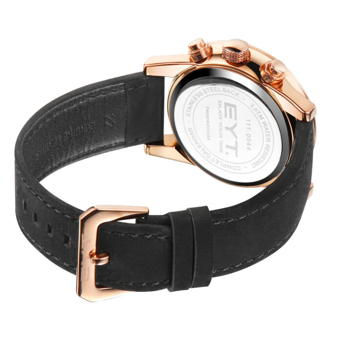 RELÓGIO MOD D6860G CAIXA OURO ROSA, MOSTRADOR PRETO, PULSEIRA PRETA - Image 3