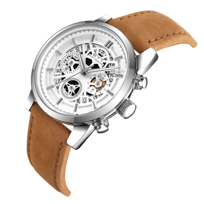 RELÓGIO MOD D6860G CAIXA PRATA, MOSTRADOR BRANCO, PULSEIRA MARROM - Image 2