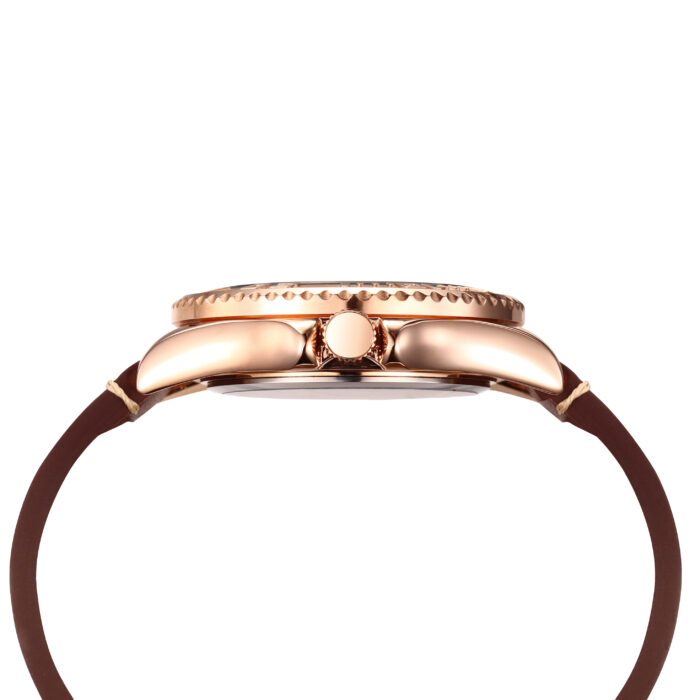 RELÓGIO MOD D6838G CAIXA OURO ROSA, MOSTRADOR PRETO, PULSEIRA MARROM ESCURO - Image 4