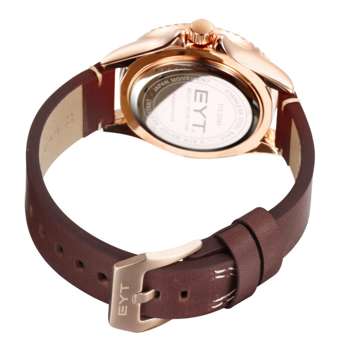 RELÓGIO MOD D6838G CAIXA OURO ROSA, MOSTRADOR PRETO, PULSEIRA MARROM ESCURO - Image 3