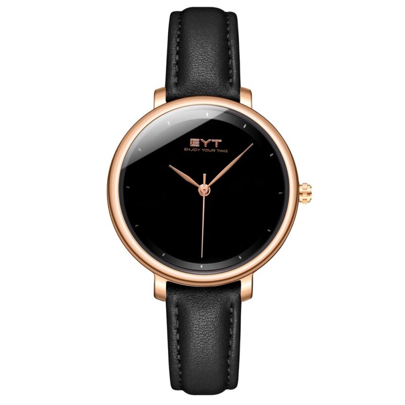 RELÓGIO MOD S6606L OURO ROSA, MOSTRADOR PRETO, PULSEIRA PRETA